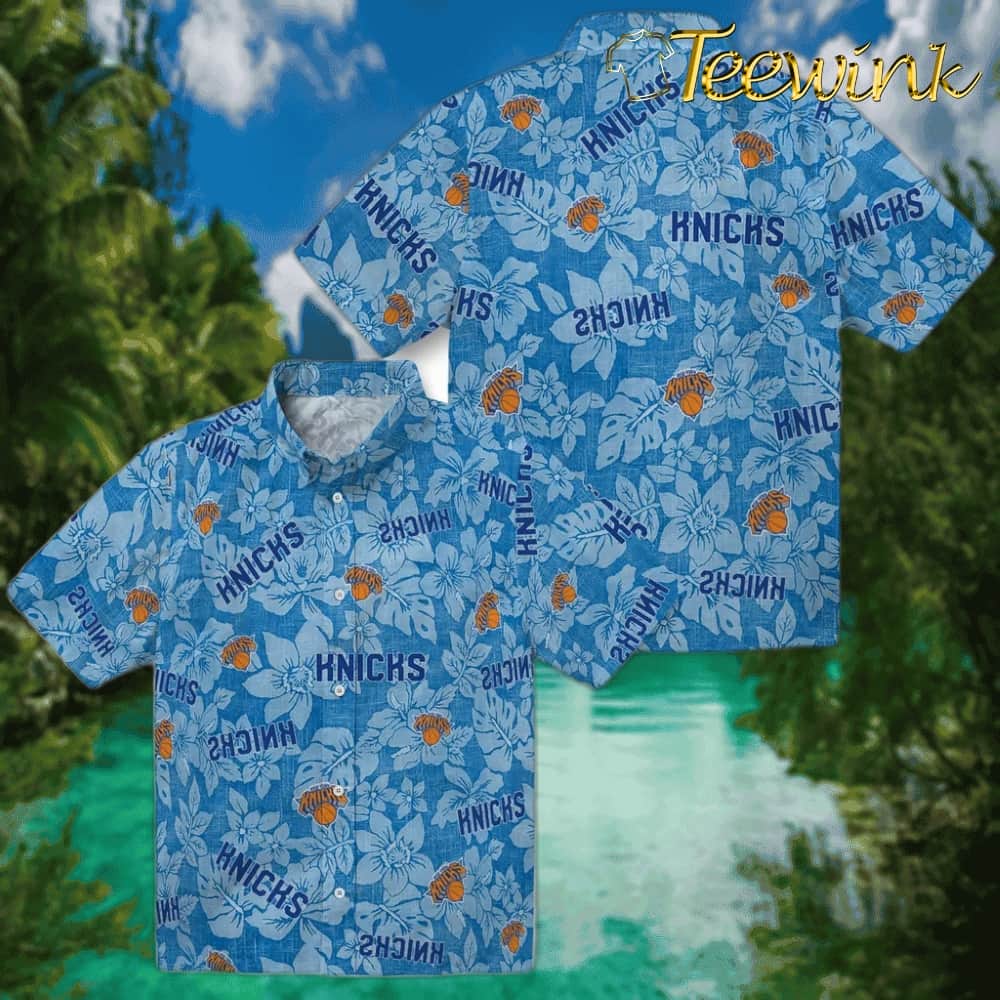 Hibiscus Oasis New York Knicks Hawaiian Shirt image 3 Hibiscus Oasis New York Knicks Hawaiian Shirt image 3