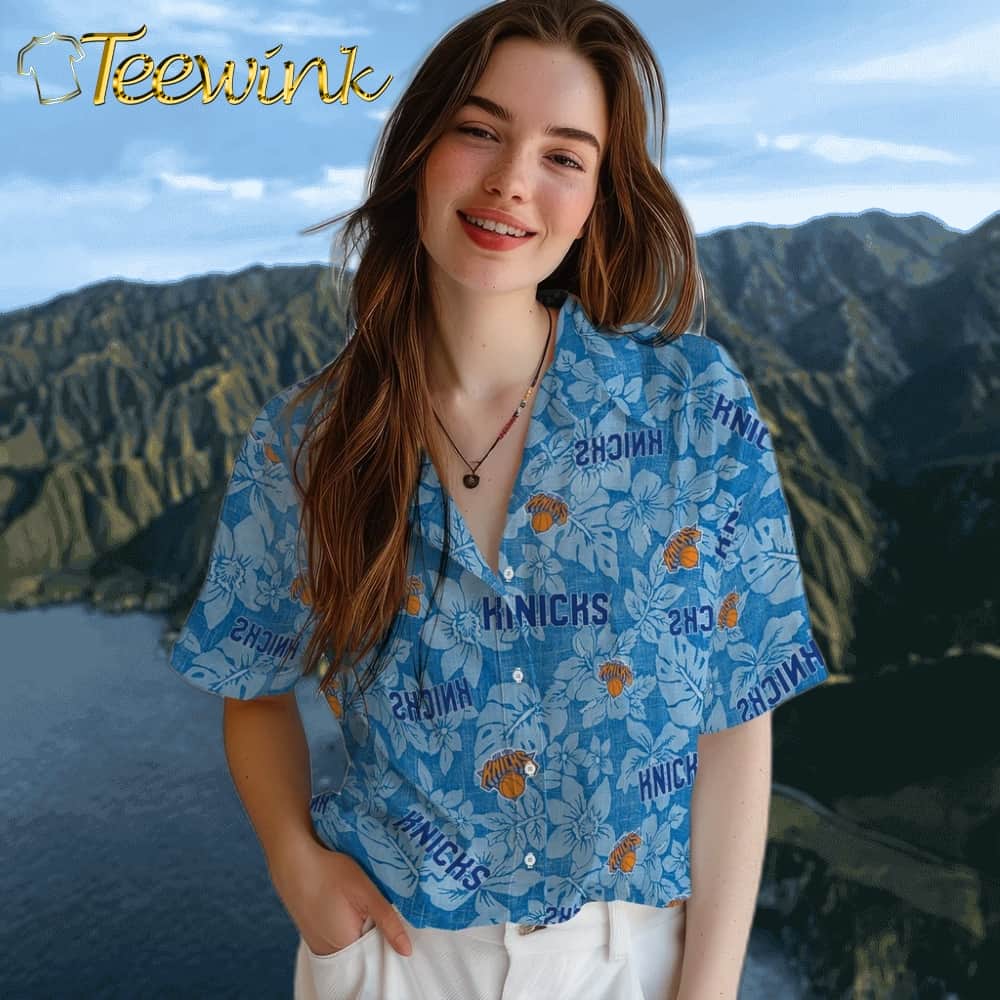 Hibiscus Oasis New York Knicks Hawaiian Shirt image 4 Hibiscus Oasis New York Knicks Hawaiian Shirt image 4