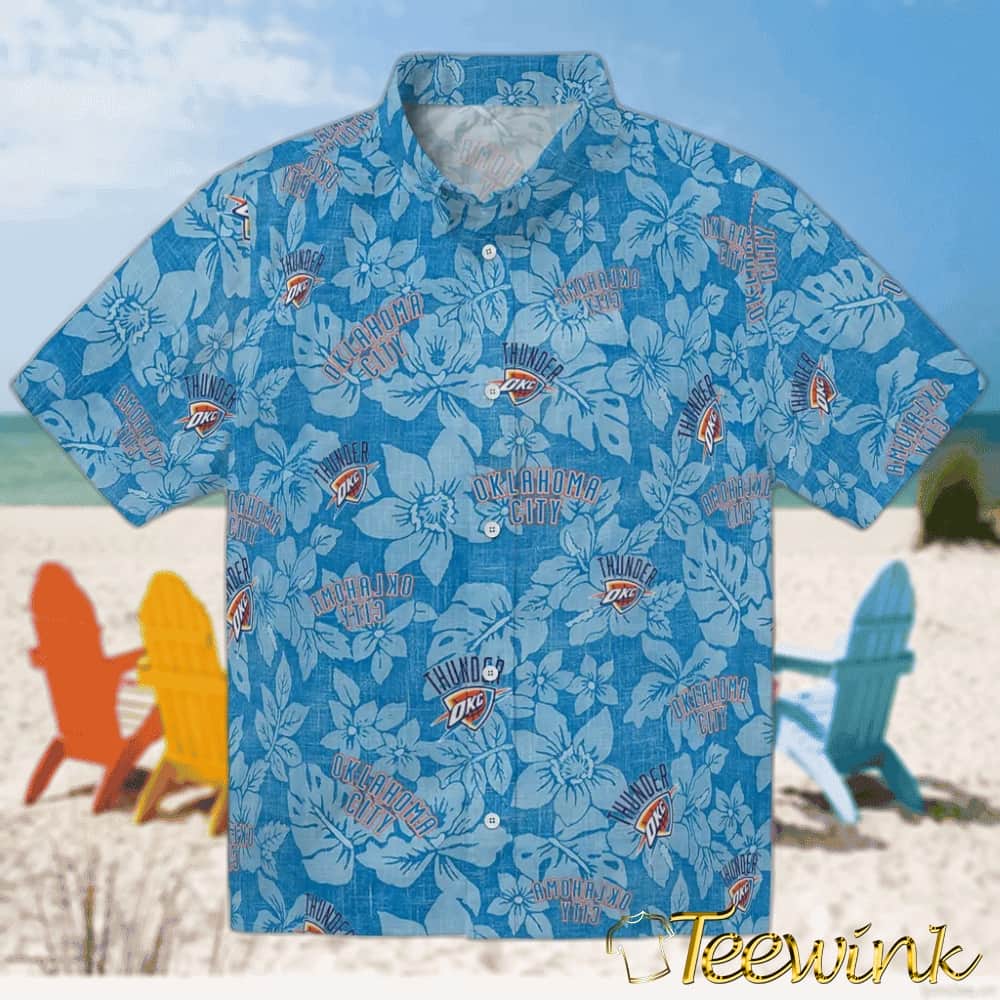 Hibiscus Overlay Oklahoma City Thunder Hawaiian Shirt