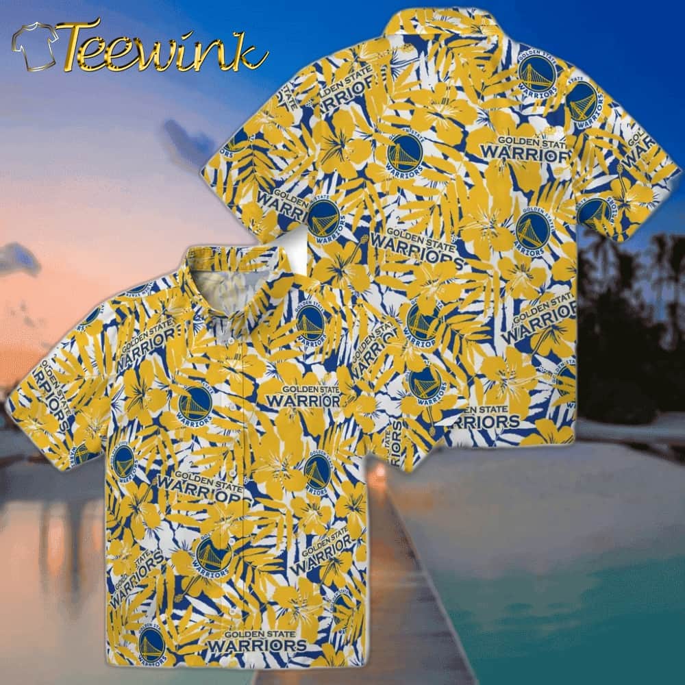 Hibiscus Overlay Golden State Warriors Hawaiian Shirt image 3 Hibiscus Overlay Golden State Warriors Hawaiian Shirt image 3