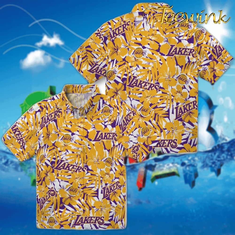 Hibiscus Overlay Los Angeles Lakers Hawaiian Shirt image 3 Hibiscus Overlay Los Angeles Lakers Hawaiian Shirt image 3