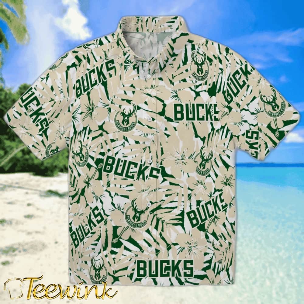Hibiscus Overlay Milwaukee Bucks Hawaiian Shirt