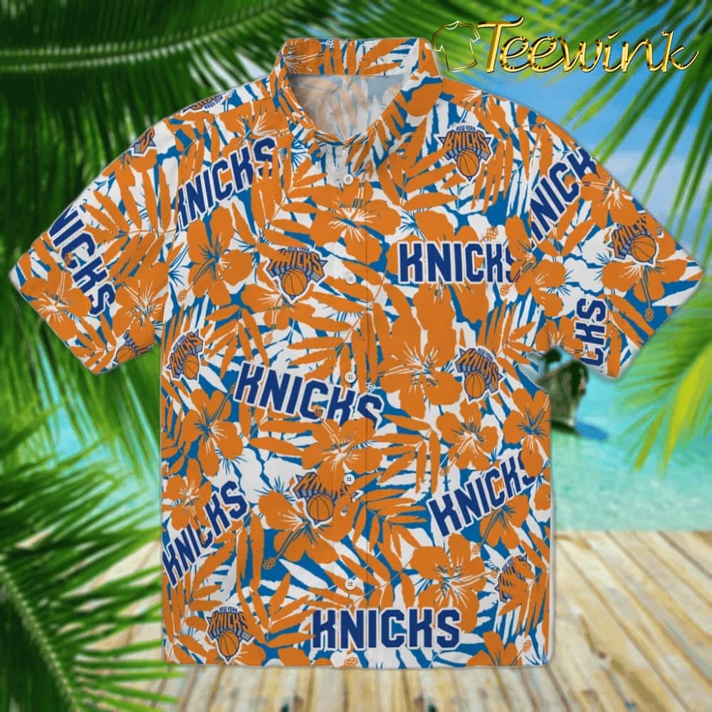 Hibiscus Overlay New York Knicks Hawaiian Shirt