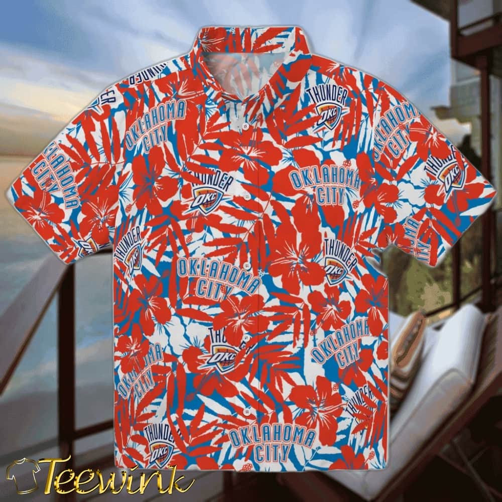 Hibiscus Overlay Oklahoma City Thunder Hawaiian Shirt
