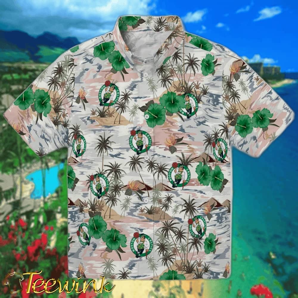 Hibiscus Tiki Jungle Boston Celtics Hawaiian Shirt Hibiscus Tiki Jungle Boston Celtics Hawaiian Shirt