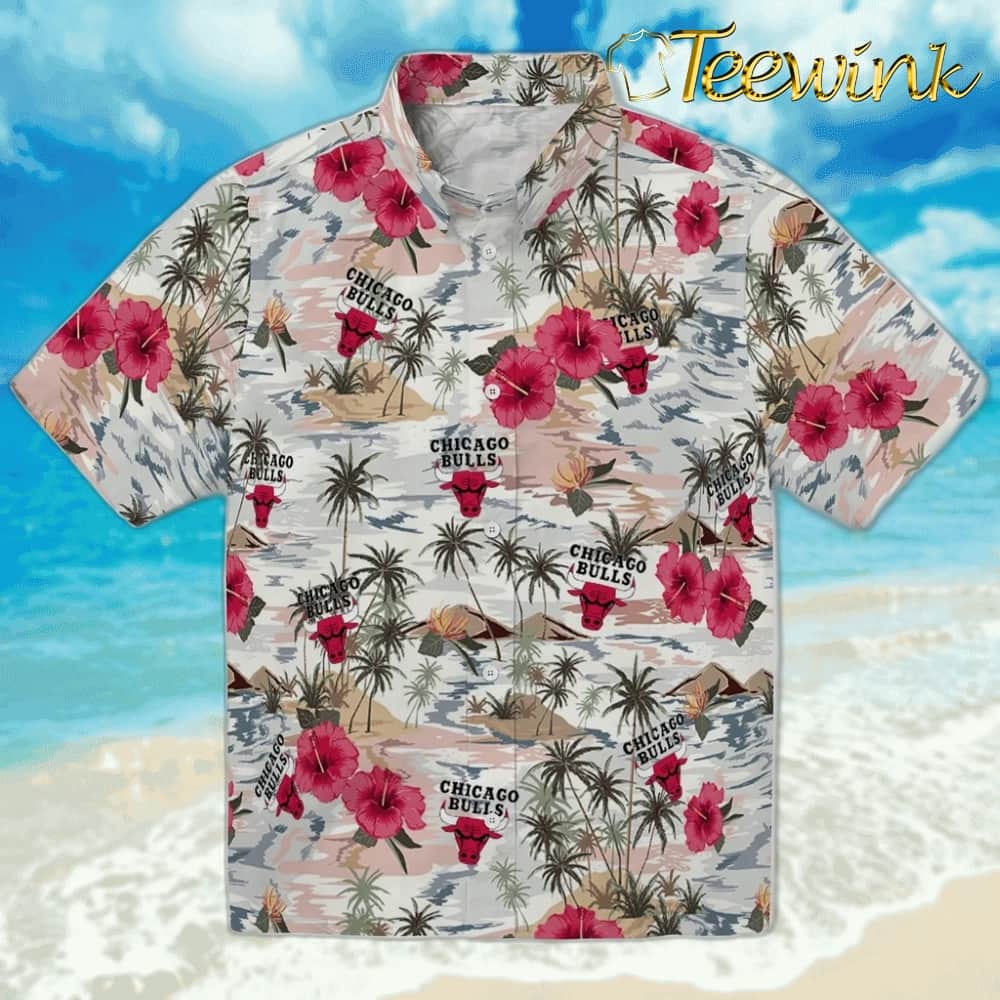 Hibiscus Seaside Chicago Bulls Hawaiian Shirt