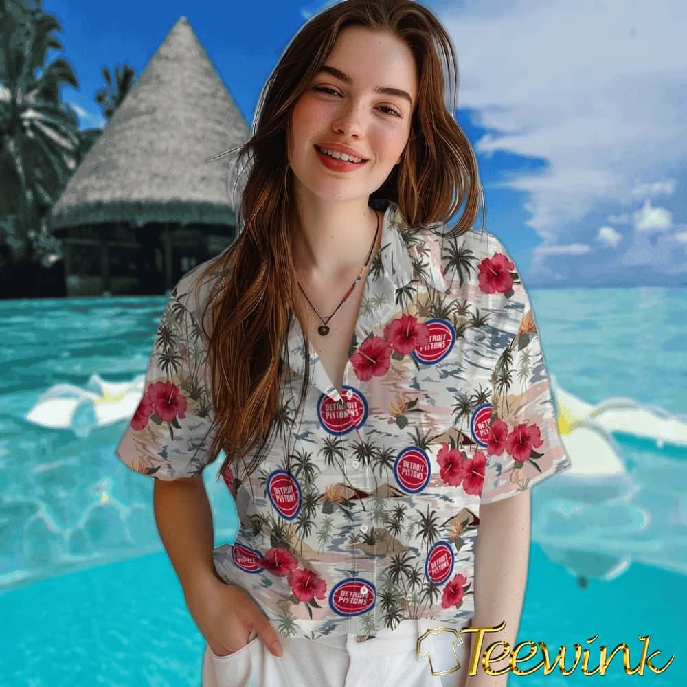 Hibiscus Seaside Detroit Pistons Hawaiian Shirt image 4 Hibiscus Seaside Detroit Pistons Hawaiian Shirt image 4