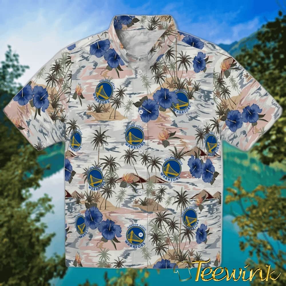 Hibiscus Seaside Golden State Warriors Hawaiian Shirt