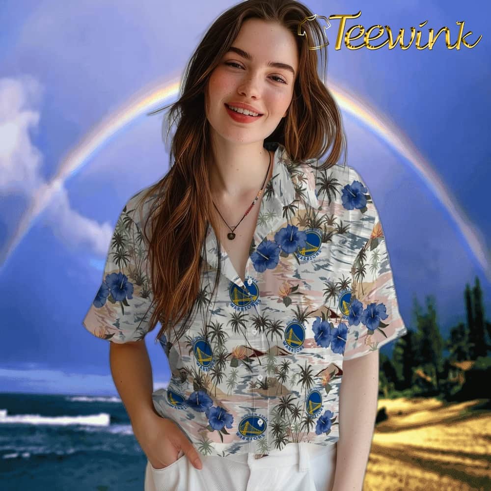 Hibiscus Seaside Golden State Warriors Hawaiian Shirt image 4 Hibiscus Seaside Golden State Warriors Hawaiian Shirt image 4