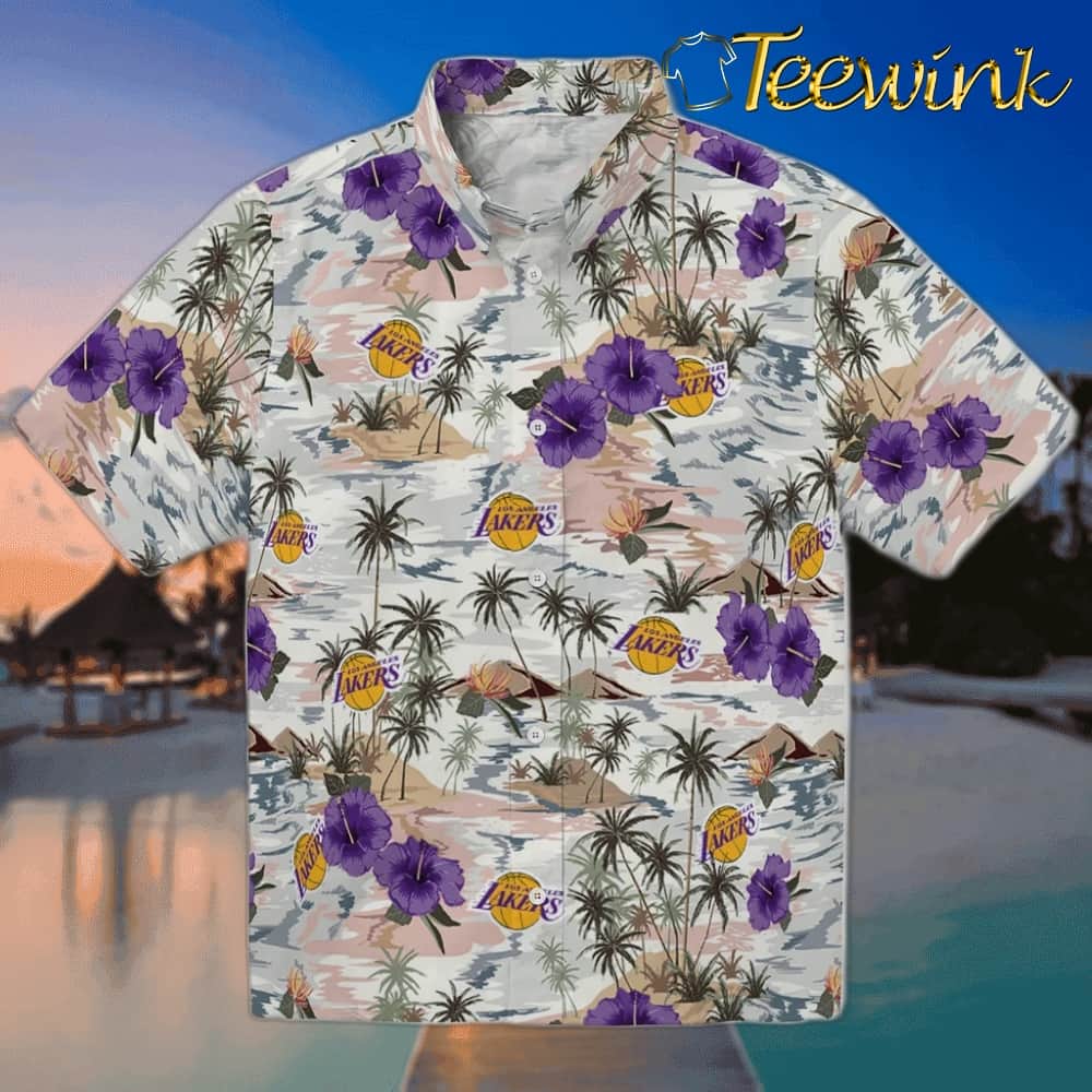 Hibiscus Seaside Los Angeles Lakers Hawaiian Shirt