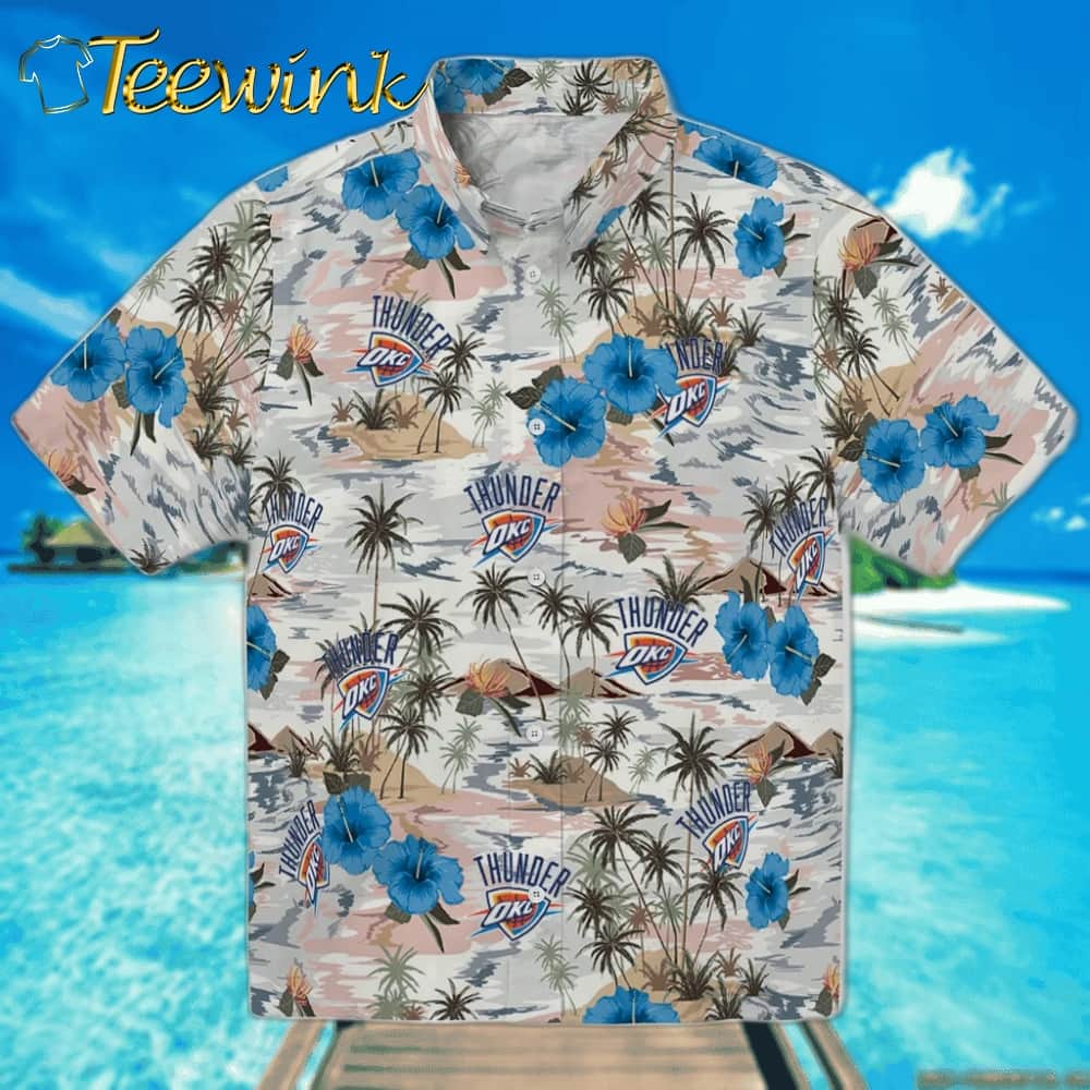 Hibiscus Overlay Oklahoma City Thunder Hawaiian Shirt