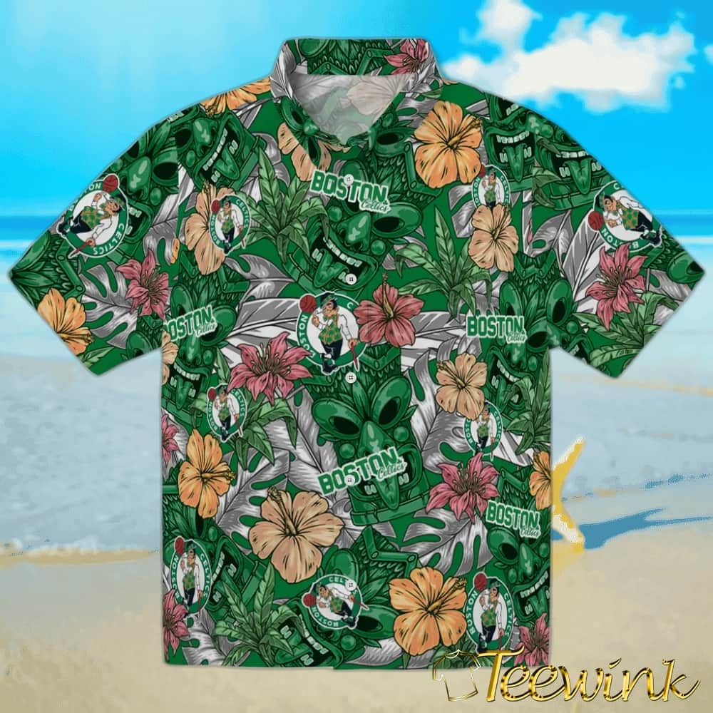Hibiscus Tropics Boston Celtics Hawaiian Shirt