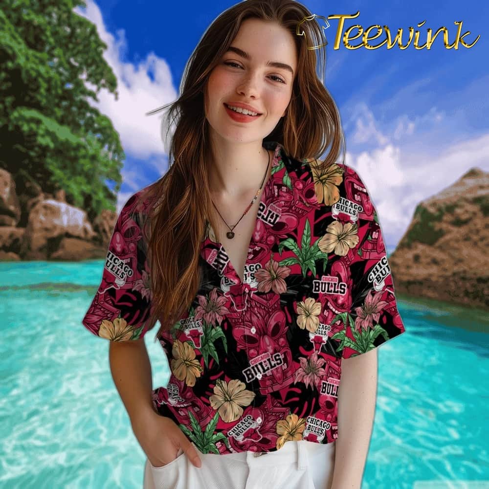 Hibiscus Tiki Jungle Chicago Bulls Hawaiian Shirt image 4 Hibiscus Tiki Jungle Chicago Bulls Hawaiian Shirt image 4