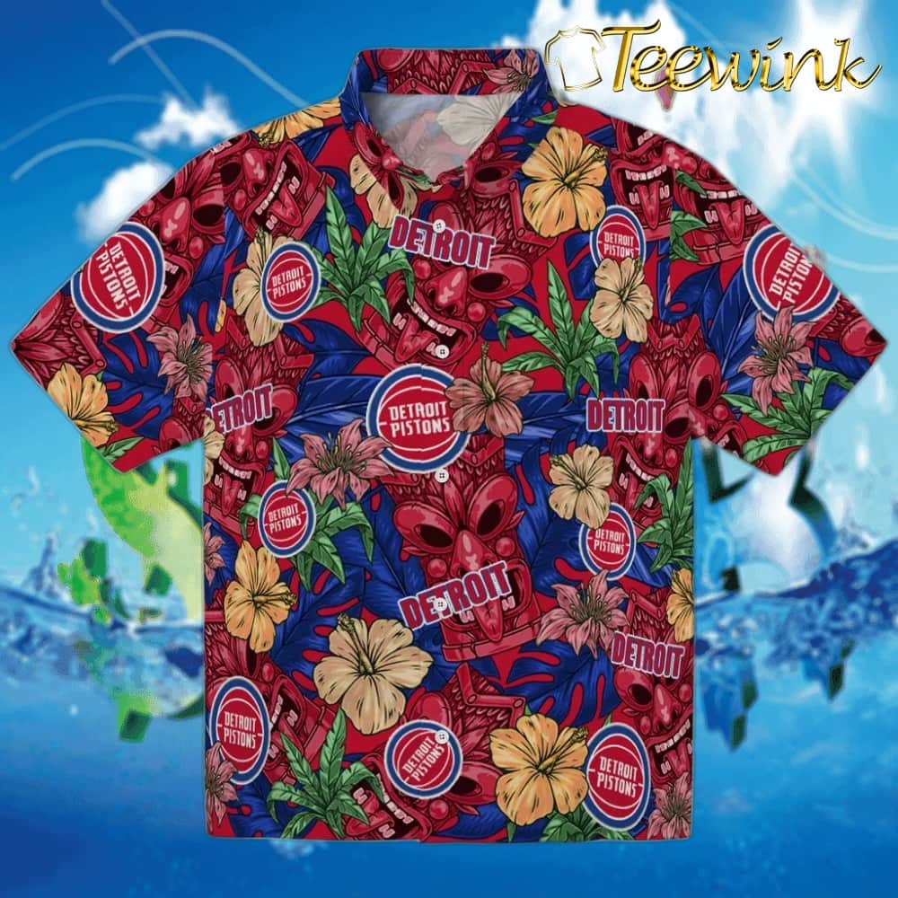 Hibiscus Tiki Jungle Detroit Pistons Hawaiian Shirt