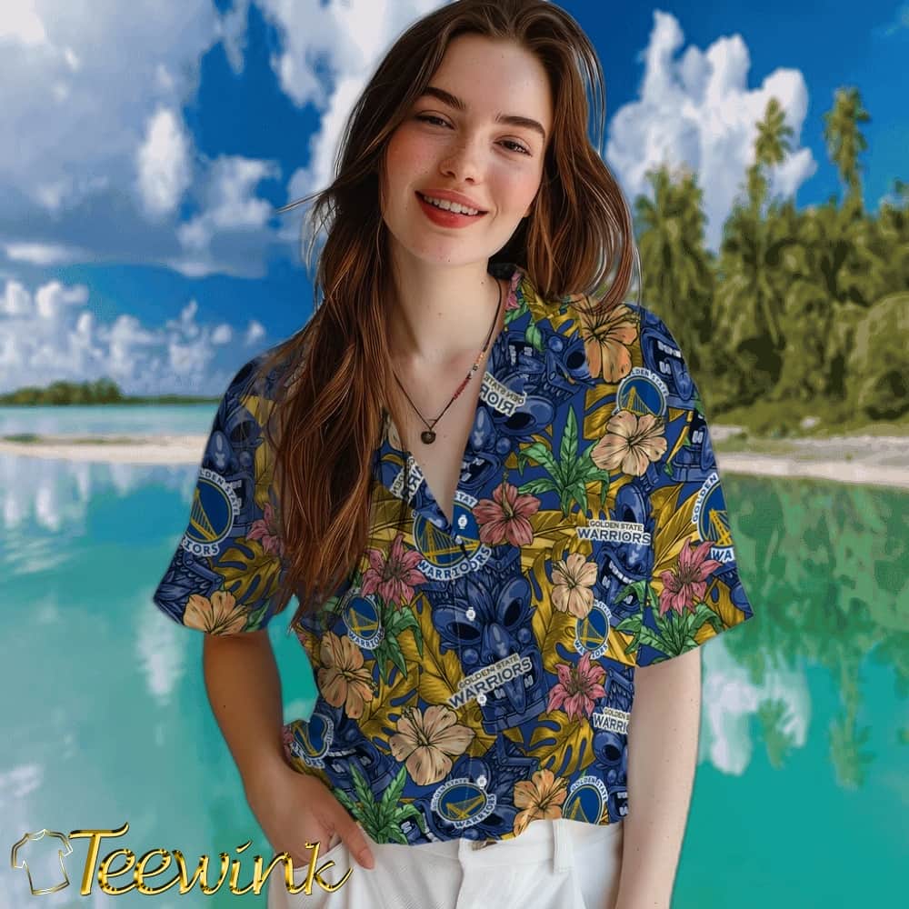 Hibiscus Tiki Jungle Golden State Warriors Hawaiian Shirt image 4 Hibiscus Tiki Jungle Golden State Warriors Hawaiian Shirt image 4