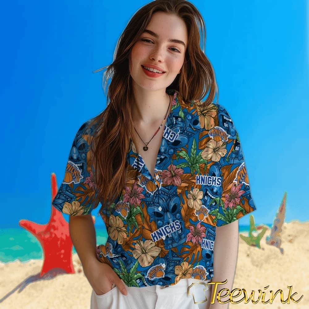 Hibiscus Tiki Jungle New York Knicks Hawaiian Shirt image 4 Hibiscus Tiki Jungle New York Knicks Hawaiian Shirt image 4
