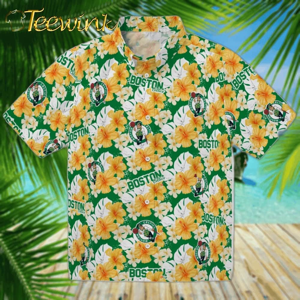 Hibiscus Tropics Boston Celtics Hawaiian Shirt