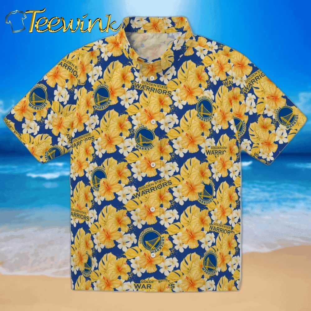 Hibiscus Tropics Golden State Warriors Hawaiian Shirt