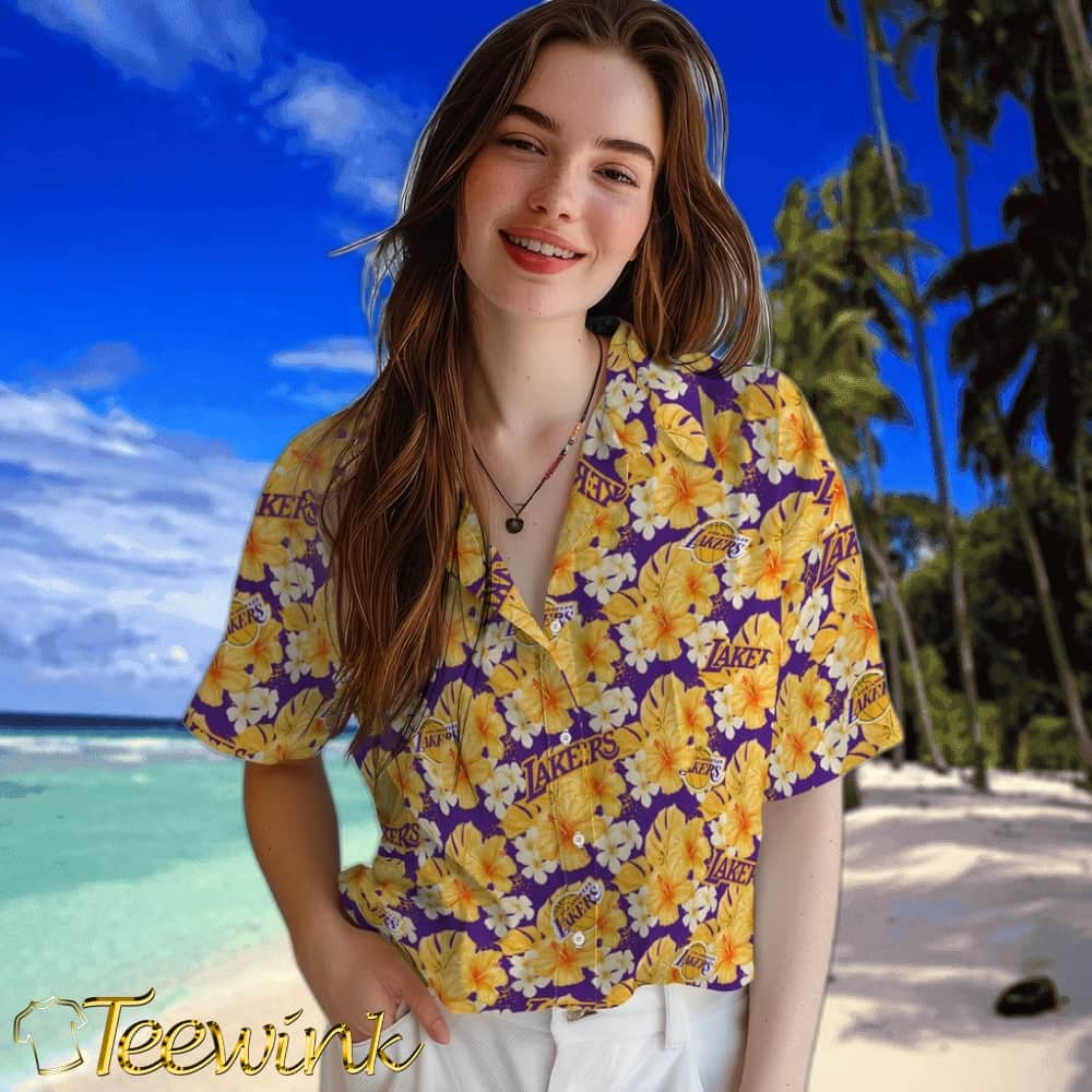 Hibiscus Tropics Los Angeles Lakers Hawaiian Shirt image 4 Hibiscus Tropics Los Angeles Lakers Hawaiian Shirt image 4