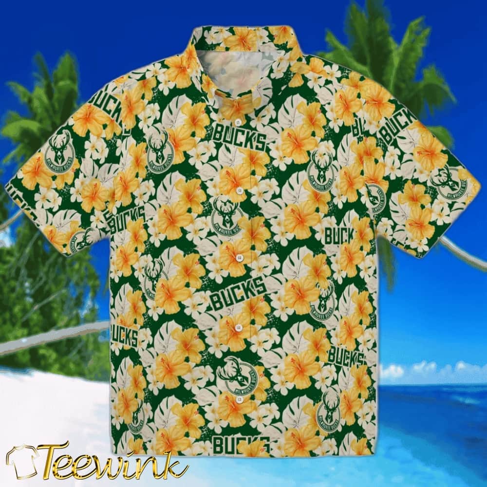 Hibiscus Tropics Milwaukee Bucks Hawaiian Shirt