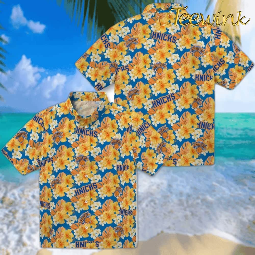 Hibiscus Tropics New York Knicks Hawaiian Shirt image 3 Hibiscus Tropics New York Knicks Hawaiian Shirt image 3