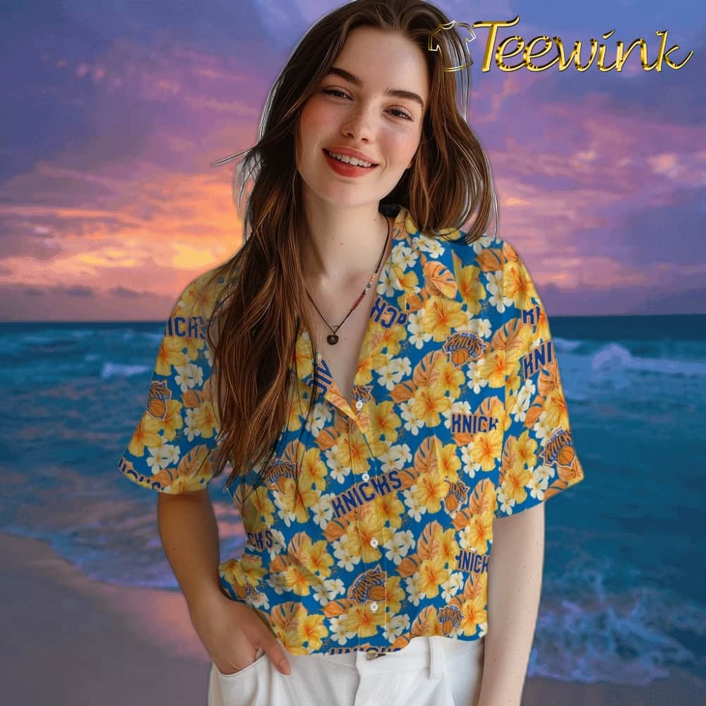 Hibiscus Tropics New York Knicks Hawaiian Shirt image 4 Hibiscus Tropics New York Knicks Hawaiian Shirt image 4