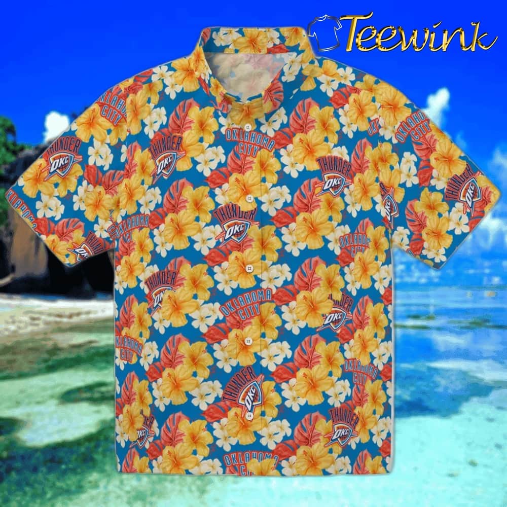 Hibiscus Tropics Oklahoma City Thunder Hawaiian Shirt