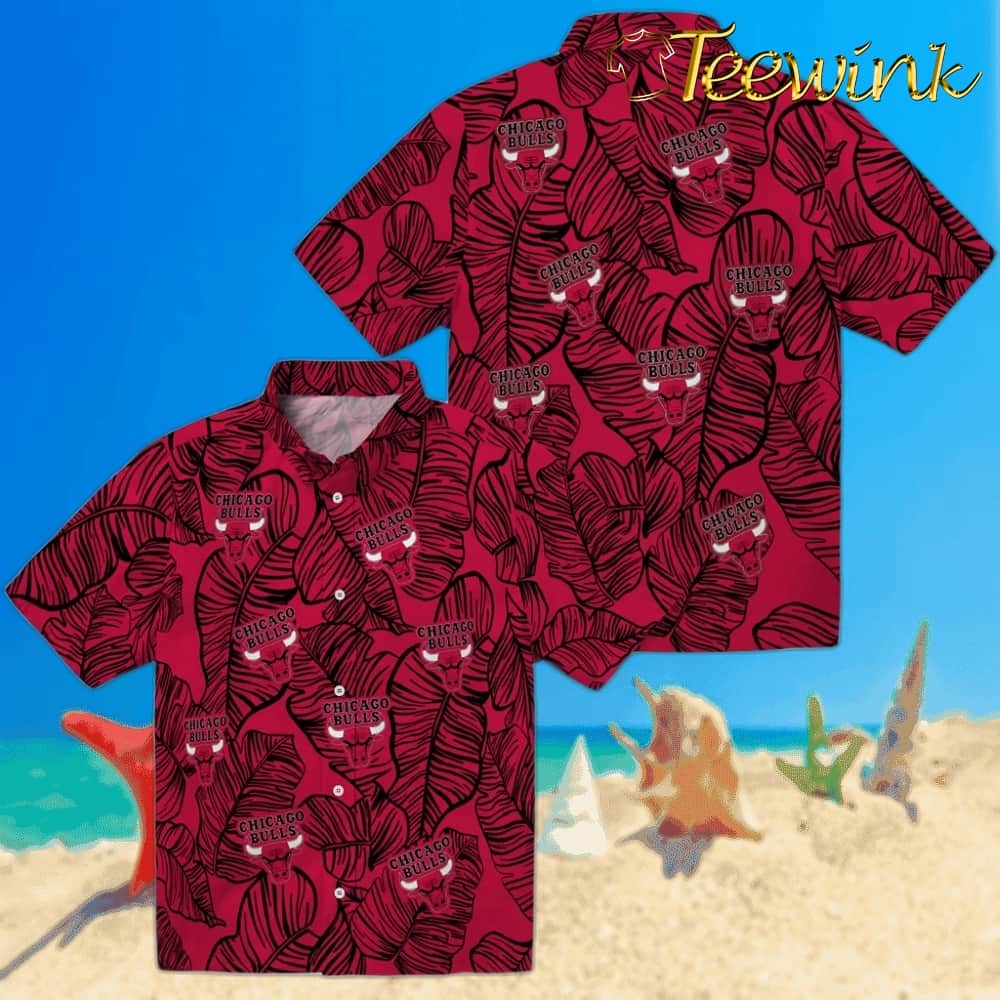 Leaf Outline Chicago Bulls Hawaiian Shirt image 3 Leaf Outline Chicago Bulls Hawaiian Shirt image 3