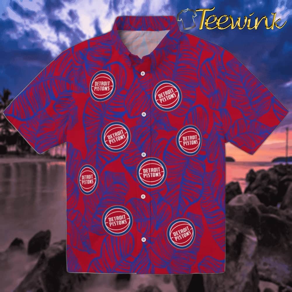 Hibiscus Tropics Detroit Pistons Hawaiian Shirt Hibiscus Tropics Detroit Pistons Hawaiian Shirt