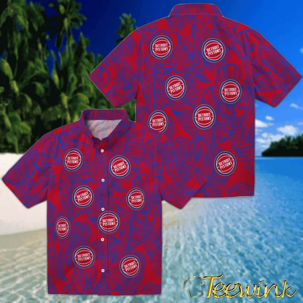 Leaf Outline Detroit Pistons Hawaiian Shirt image 3 Leaf Outline Detroit Pistons Hawaiian Shirt image 3