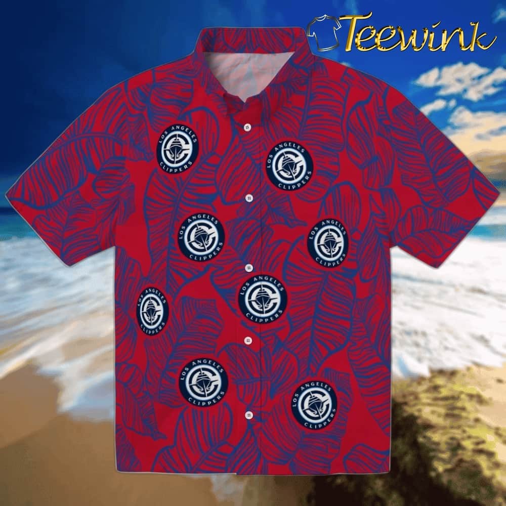 Leaf Outline Los Angeles Clippers Hawaiian Shirt