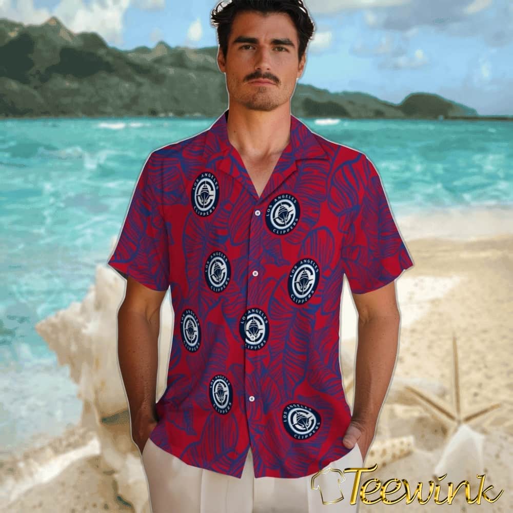 Leaf Outline Los Angeles Clippers Hawaiian Shirt image 2 Leaf Outline Los Angeles Clippers Hawaiian Shirt image 2
