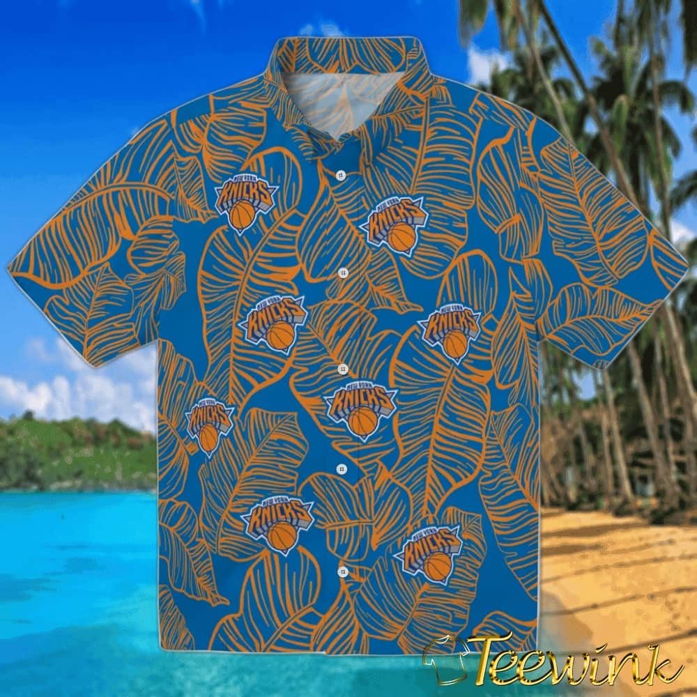 Hibiscus Tropics New York Knicks Hawaiian Shirt Hibiscus Tropics New York Knicks Hawaiian Shirt