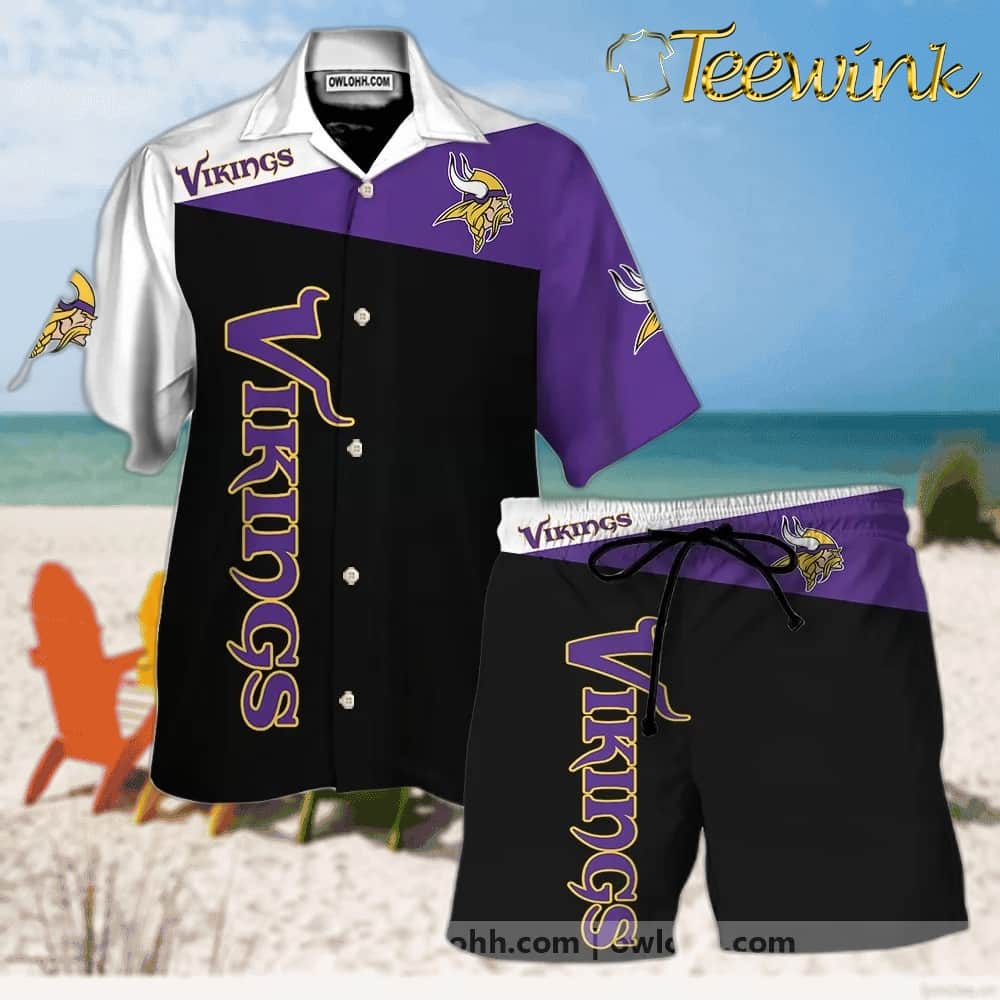 Minnesota Vikings Bold Stripe Hawaiian Shirt