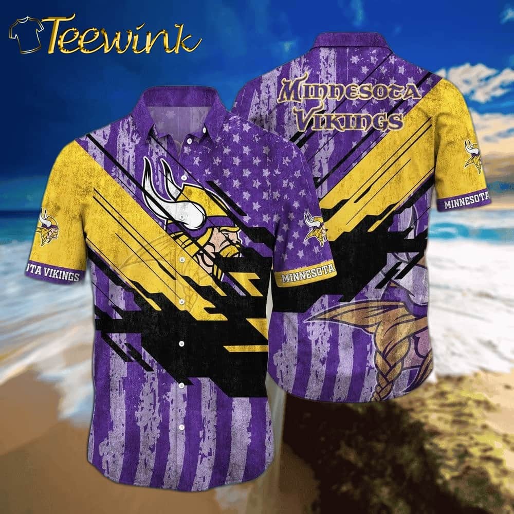 Minnesota Vikings Bold Stripe Hawaiian Shirt