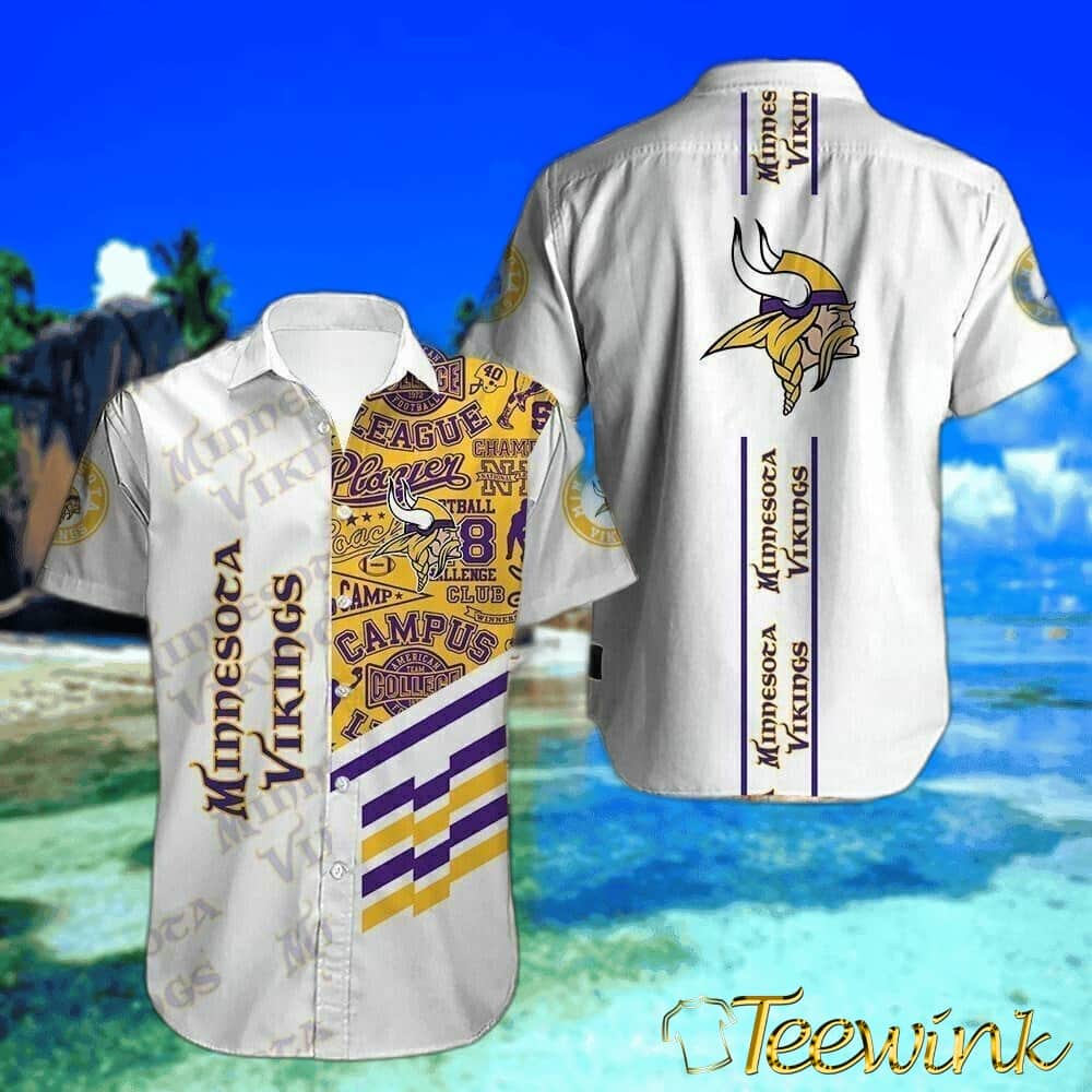Minnesota Vikings Bold Stripes Hawaiian Shirt