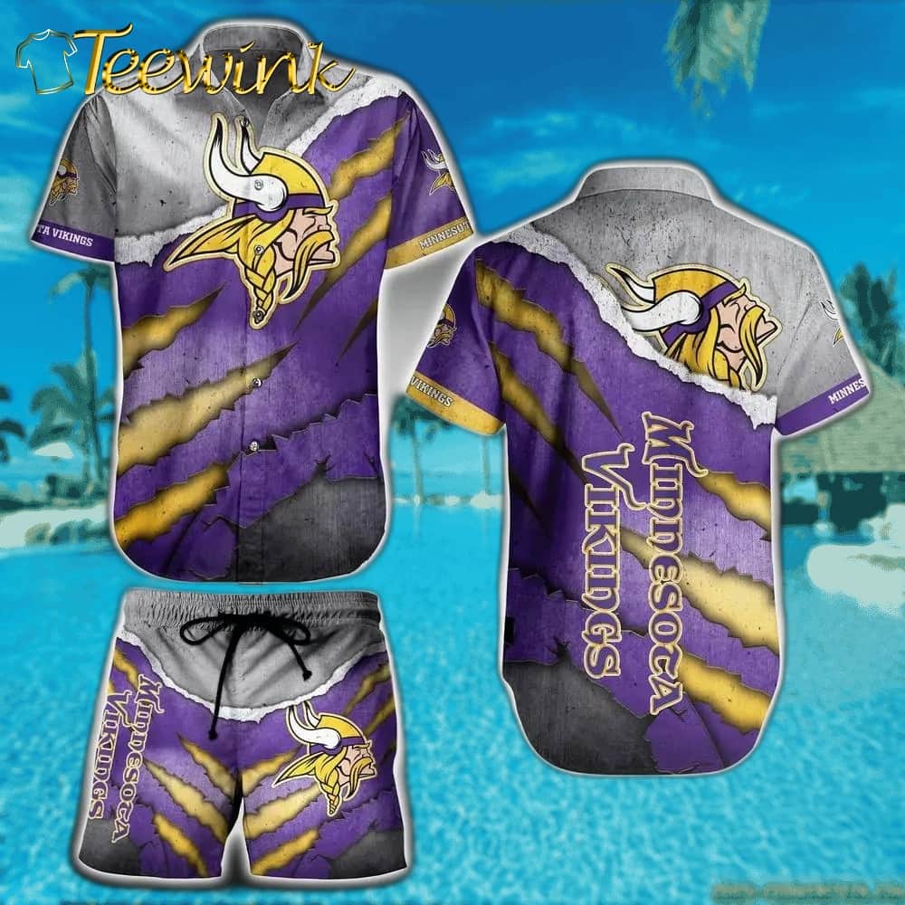 Minnesota Vikings Claw Mark Hawaiian Shirt