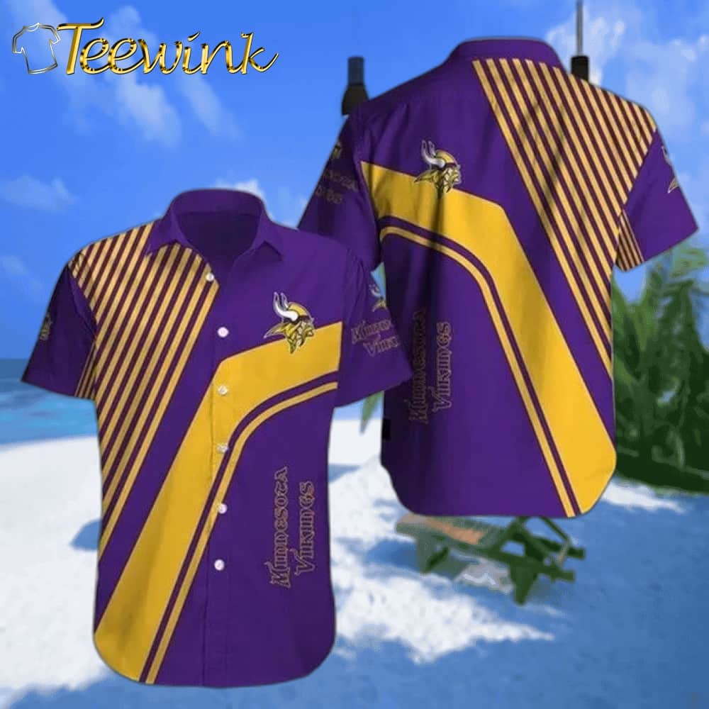 Minnesota Vikings Diagonal Stripes Hawaiian Shirt