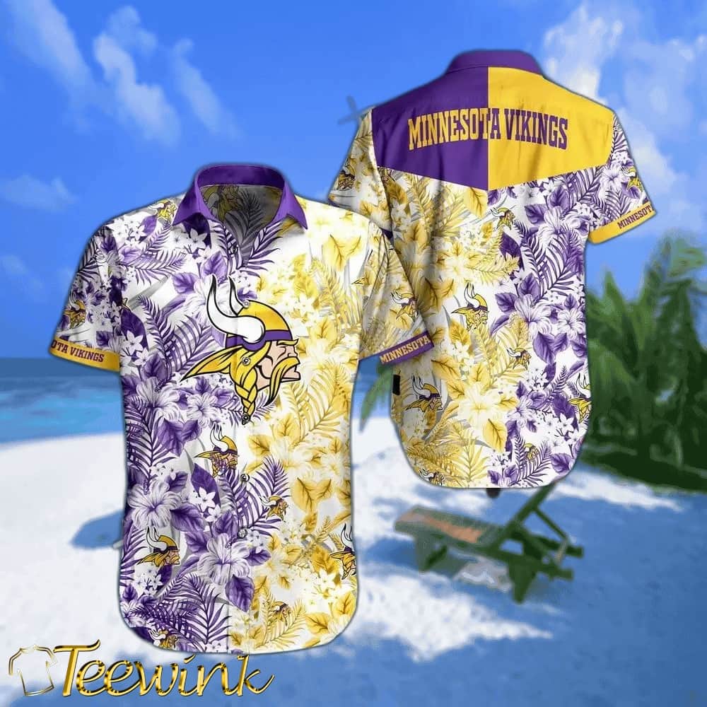 Minnesota Vikings Floral Burst Hawaiian Shirt