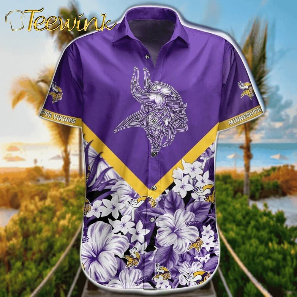 Minnesota Vikings Floral Warrior Hawaiian Shirt