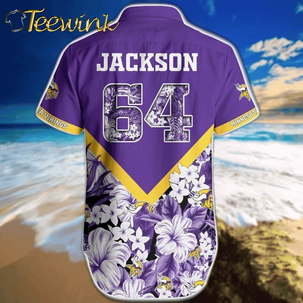 Minnesota Vikings Floral Warrior Hawaiian Shirt image 2 Minnesota Vikings Floral Warrior Hawaiian Shirt image 2