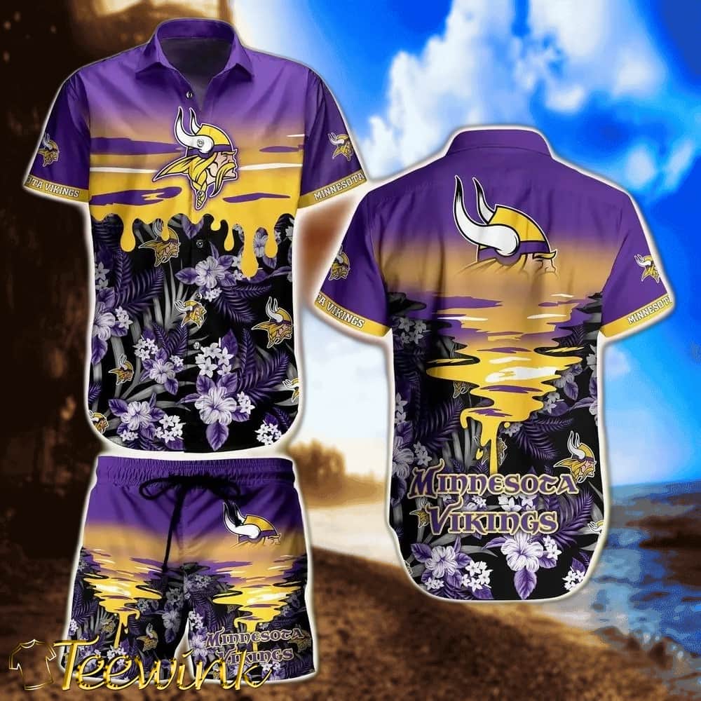 Minnesota Vikings Golden Wave Hawaiian Shirt