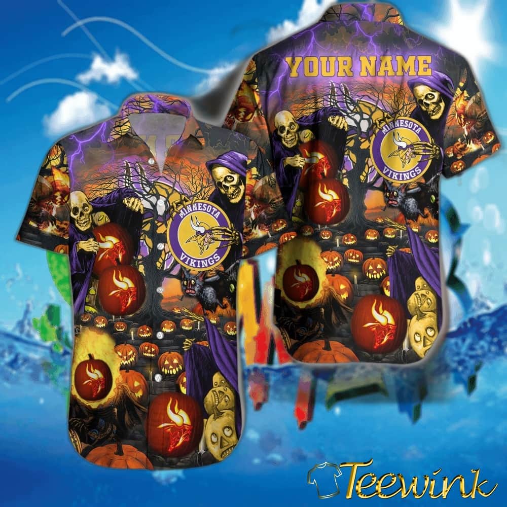 Minnesota Vikings Halloween Huddle Hawaiian Shirt
