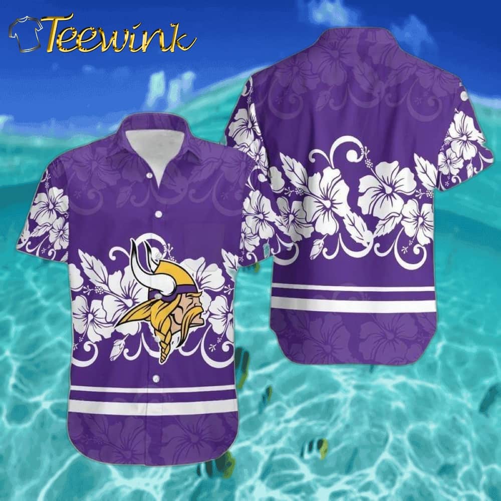 Minnesota Vikings Hibiscus Pride Hawaiian Shirt Minnesota Vikings Hibiscus Pride Hawaiian Shirt
