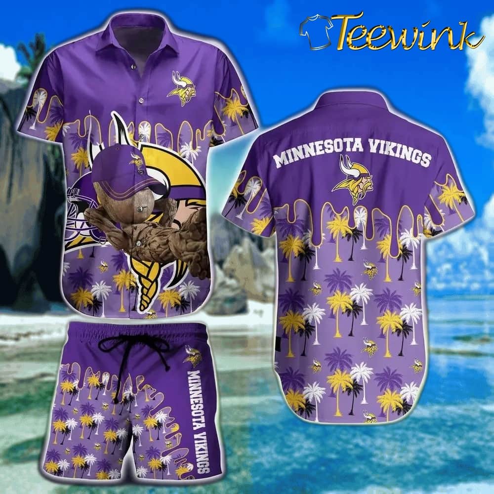 Minnesota Vikings Palm Drip Hawaiian Shirt