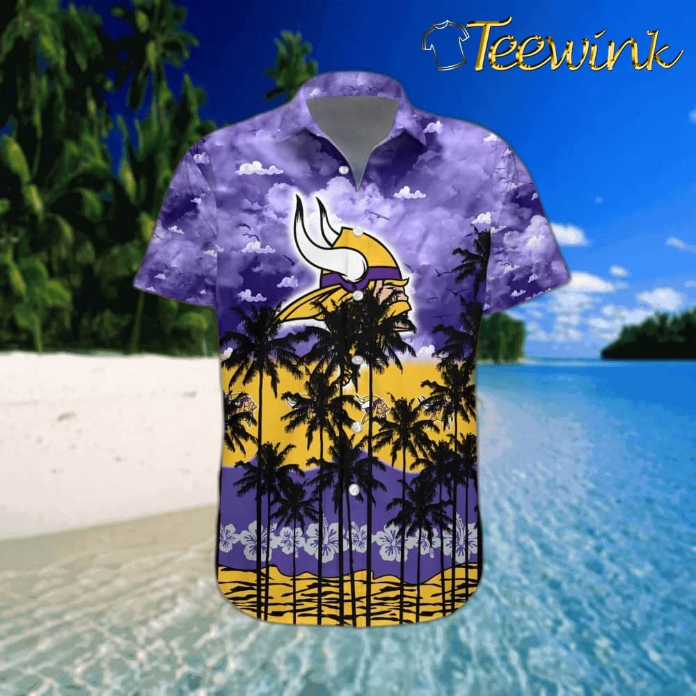 Minnesota Vikings Palm Trees Sunset Hawaiian Shirt image 2 Minnesota Vikings Palm Trees Sunset Hawaiian Shirt image 2