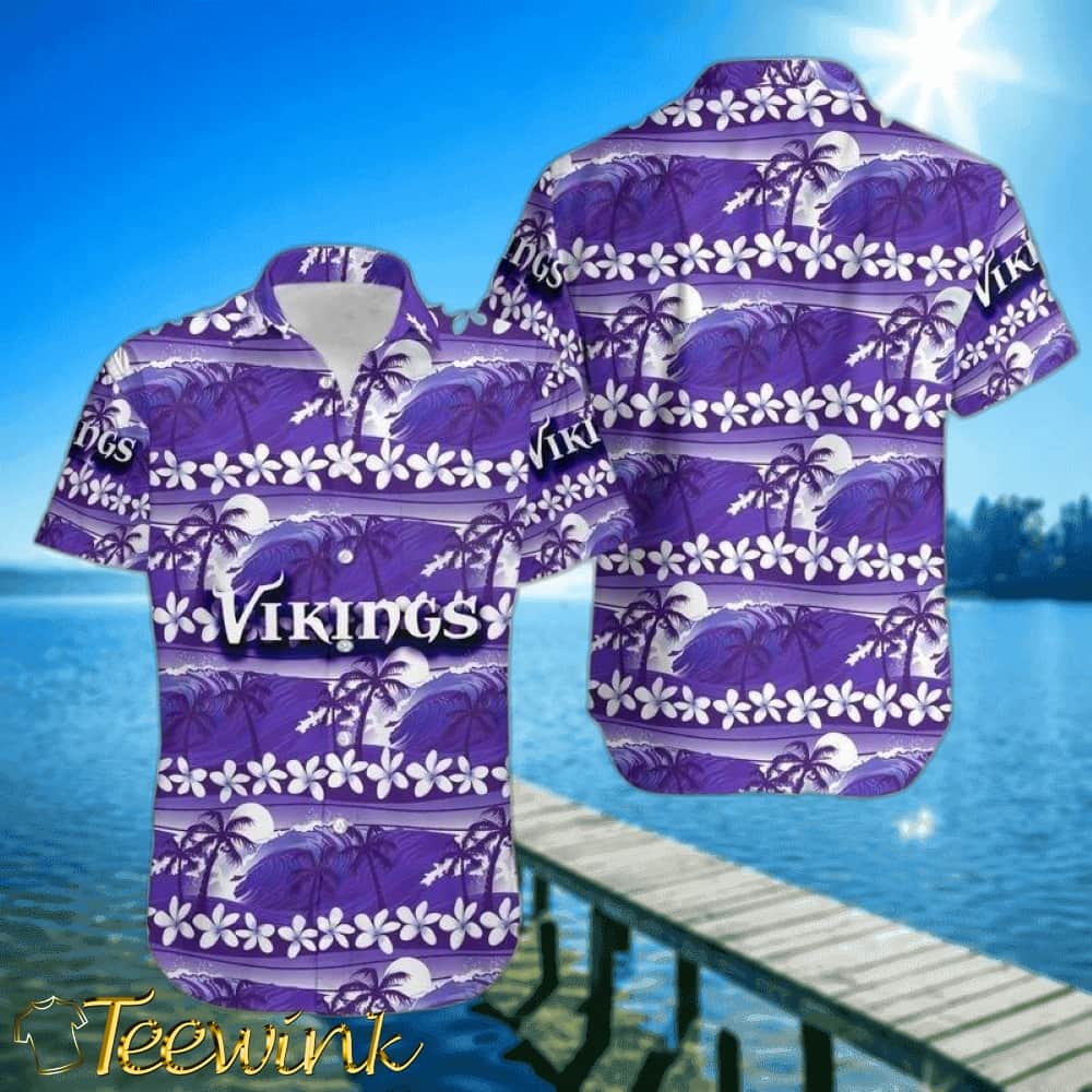 Minnesota Vikings Palm Waves Hawaiian Shirt