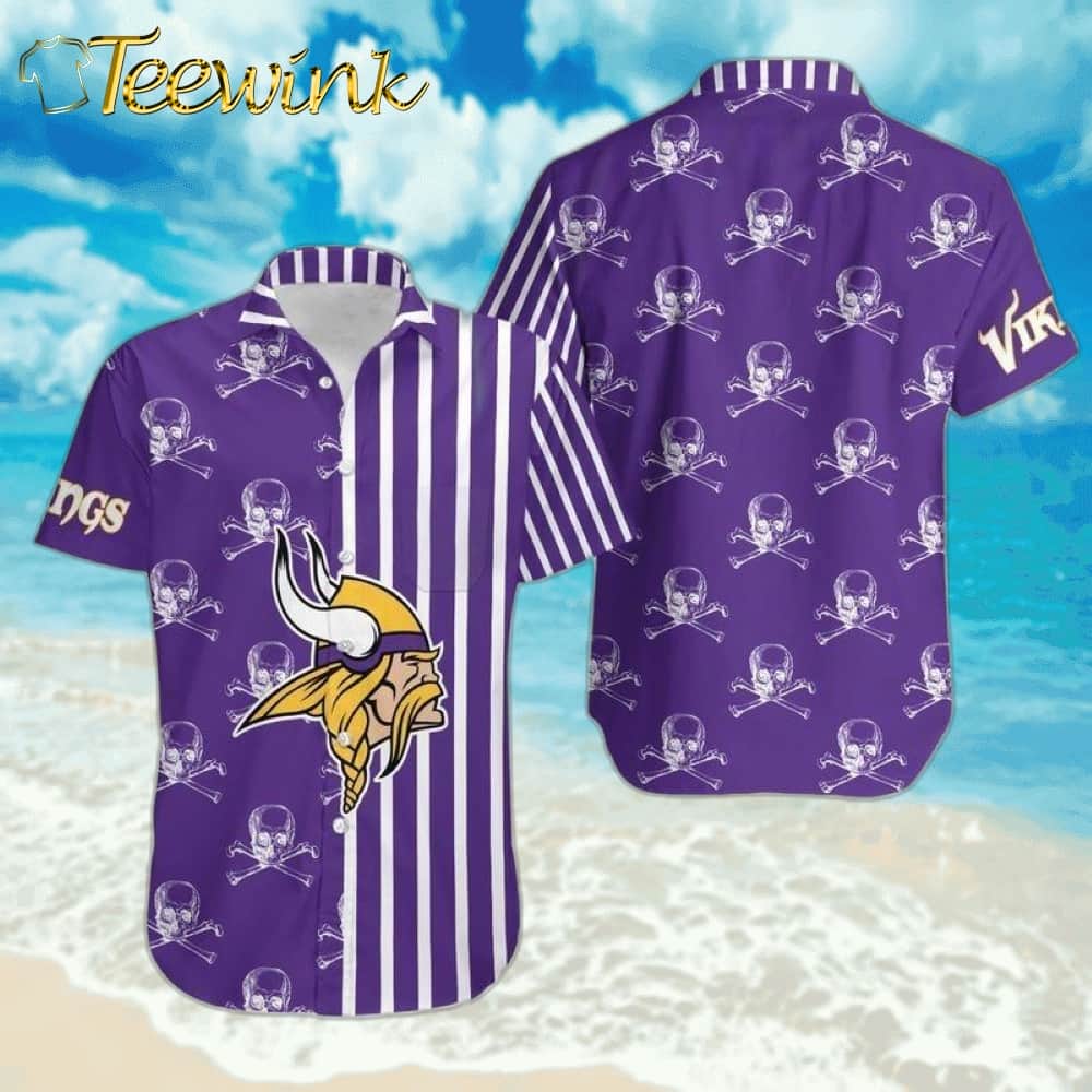 Minnesota Vikings Pirate Stripe Hawaiian Shirt
