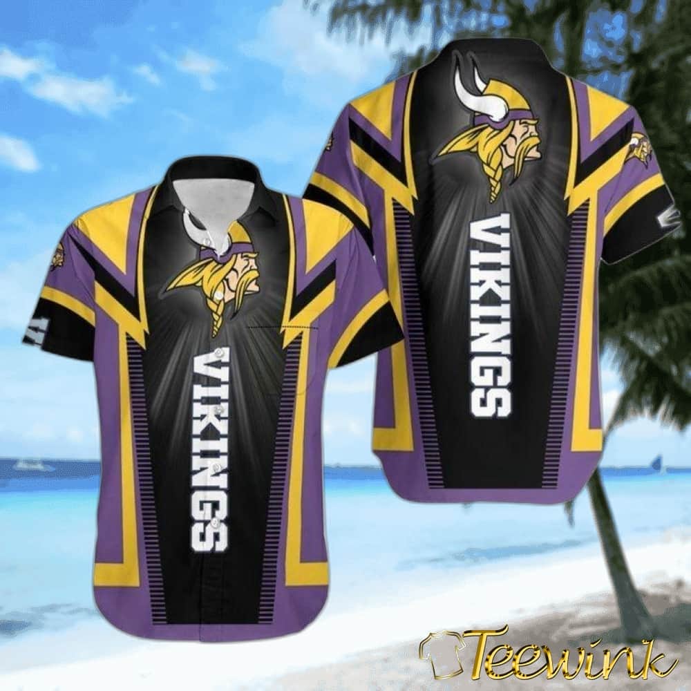 Minnesota Vikings Power Stripe Hawaiian Shirt
