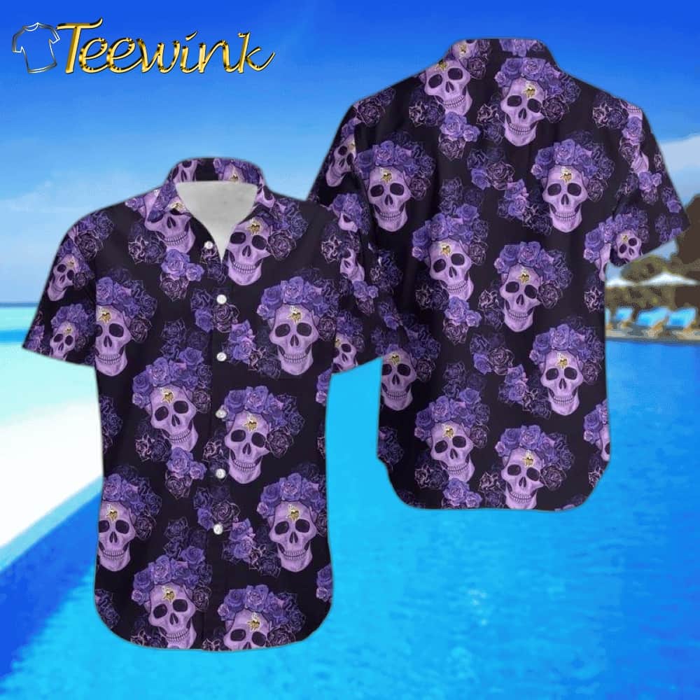 Minnesota Vikings Purple Skulls Aloha Shirt